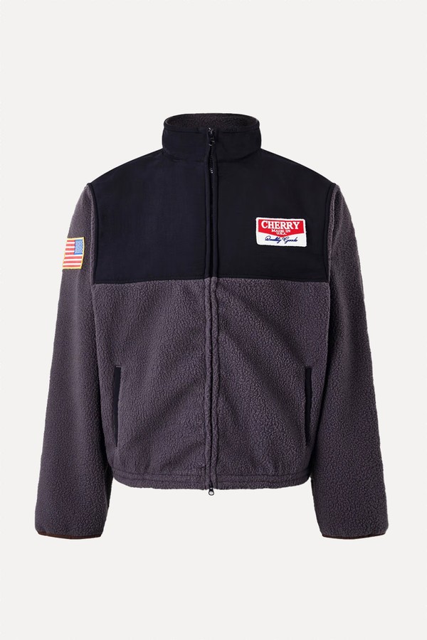 Cropped Logo-Appliquéd Shell-Panelled Fleece Jacket from Cherry Los Angeles