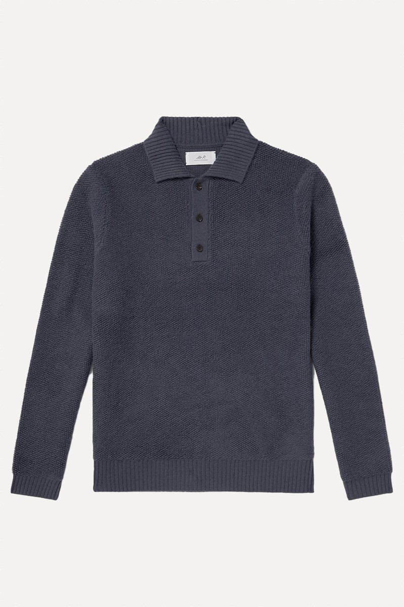 Textured-Cashmere Polo Shirt from MR P.