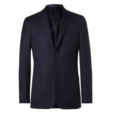Navy Unstructured Worsted Wool Blazer from Mr P.