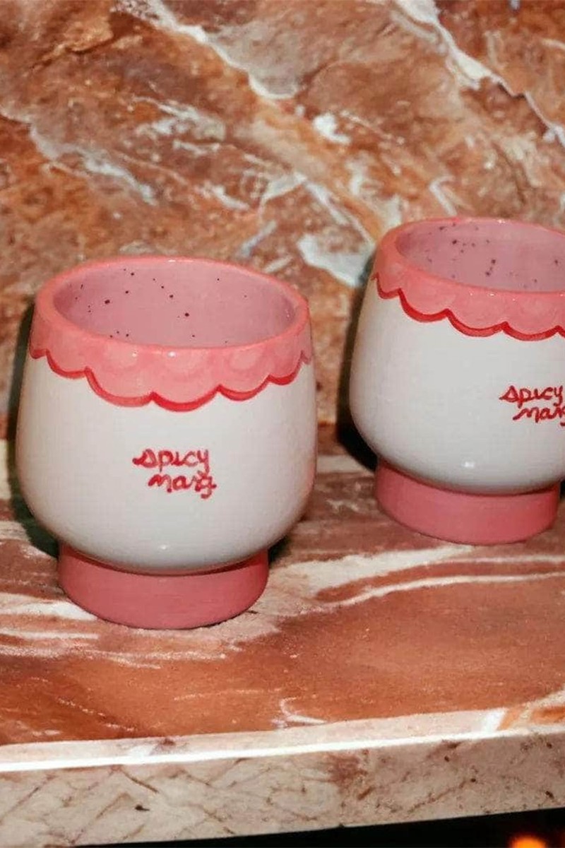 Set Of 2 Hand-Painted "Spicy Marg" Glasses from Caitlin Rounds Antiques