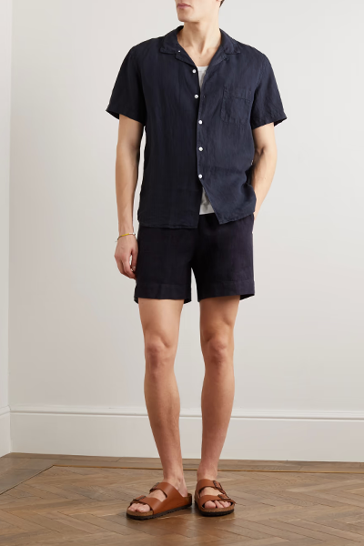 Silveira Convertible-Collar Linen Shirt from LA PAZ