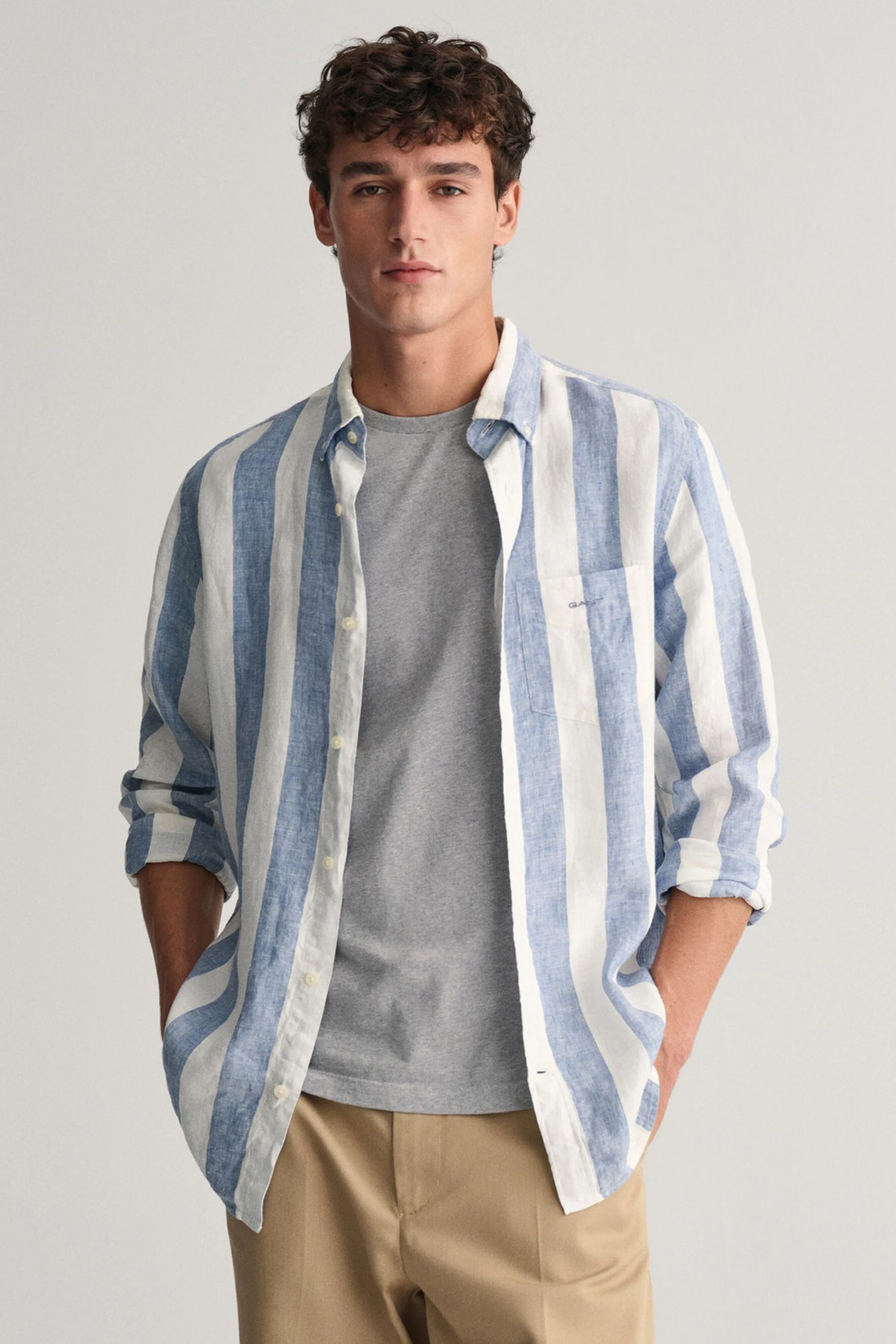 Regular Fit Bold Striped Linen Shirt from Gant