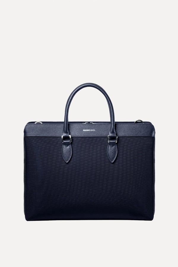 Alpha Leather-Trimmed Briefcase from Maverick & Co