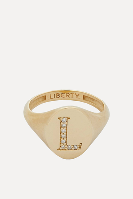9ct Gold and Diamond Initial Liberty Signet Ring from Liberty 