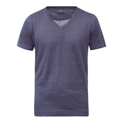 V-Neck Linen-Jersey T-Shirt