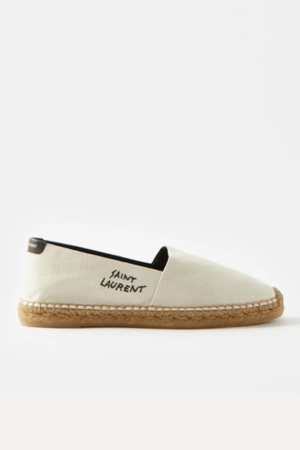 Embroidered-Logo Canvas Espadrilles from Saint Laurent