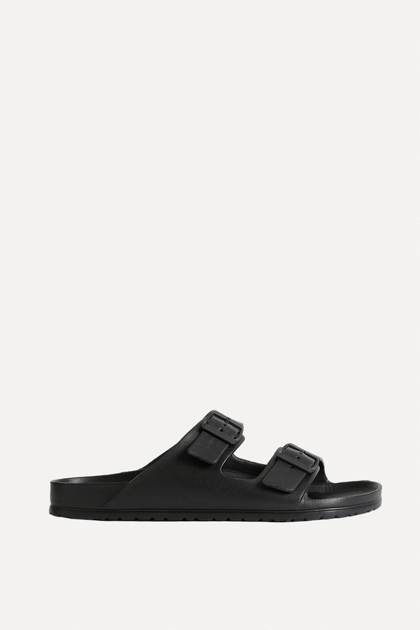 Moulded Footbed Two Strap Slider Sandals 
