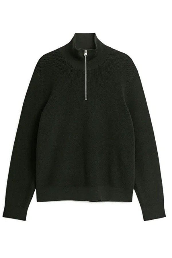 Wool And Cotton Half Zip Jumper