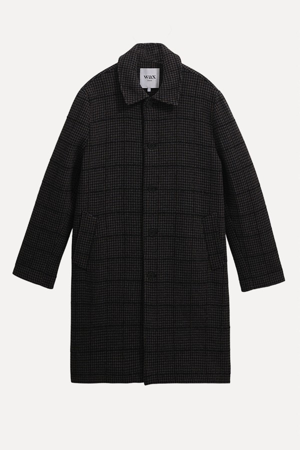 Stan Puppytooth Check Wool Car Coat from Wax London