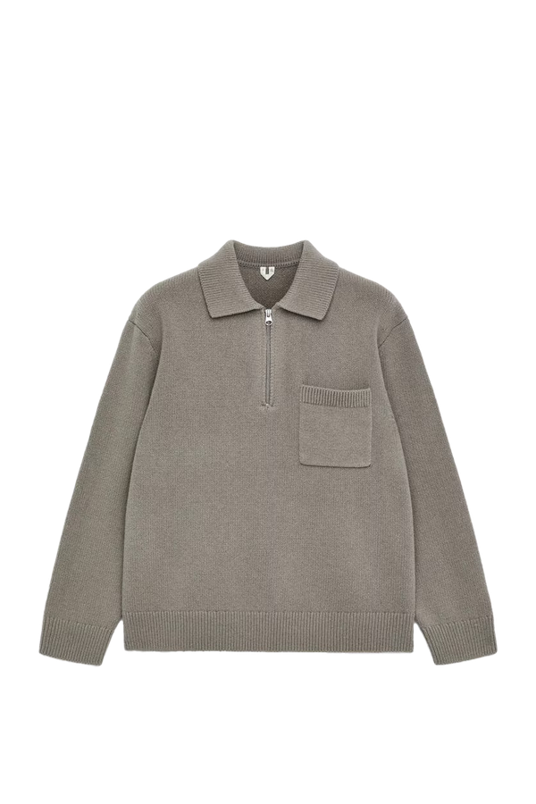 Knitted Wool Zip Polo Shirt from ARKET