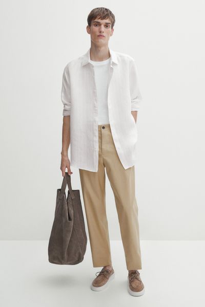 Tapered-Fit Cotton Twill Trousers from Massimo Dutti