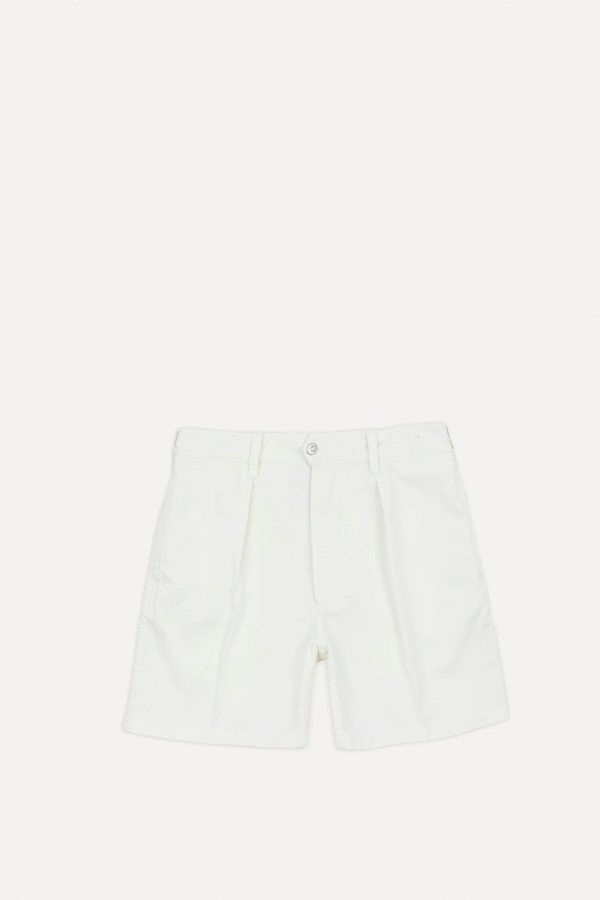 Cotton Twill Single-Pleat Shorts 