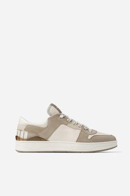 Florent/M Taupe Leather Mix Trainers