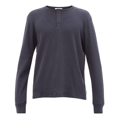 Waffle-Knit Henley Top from Frame