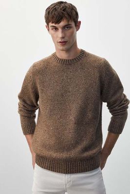 Flecked Wool Cable-Knit Sweater