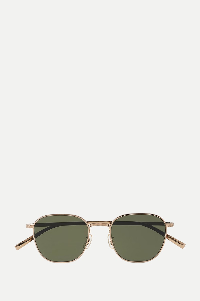 Rynn Round-Frame Gold-Tone Titanium Sunglasses from OLIVER PEOPLES