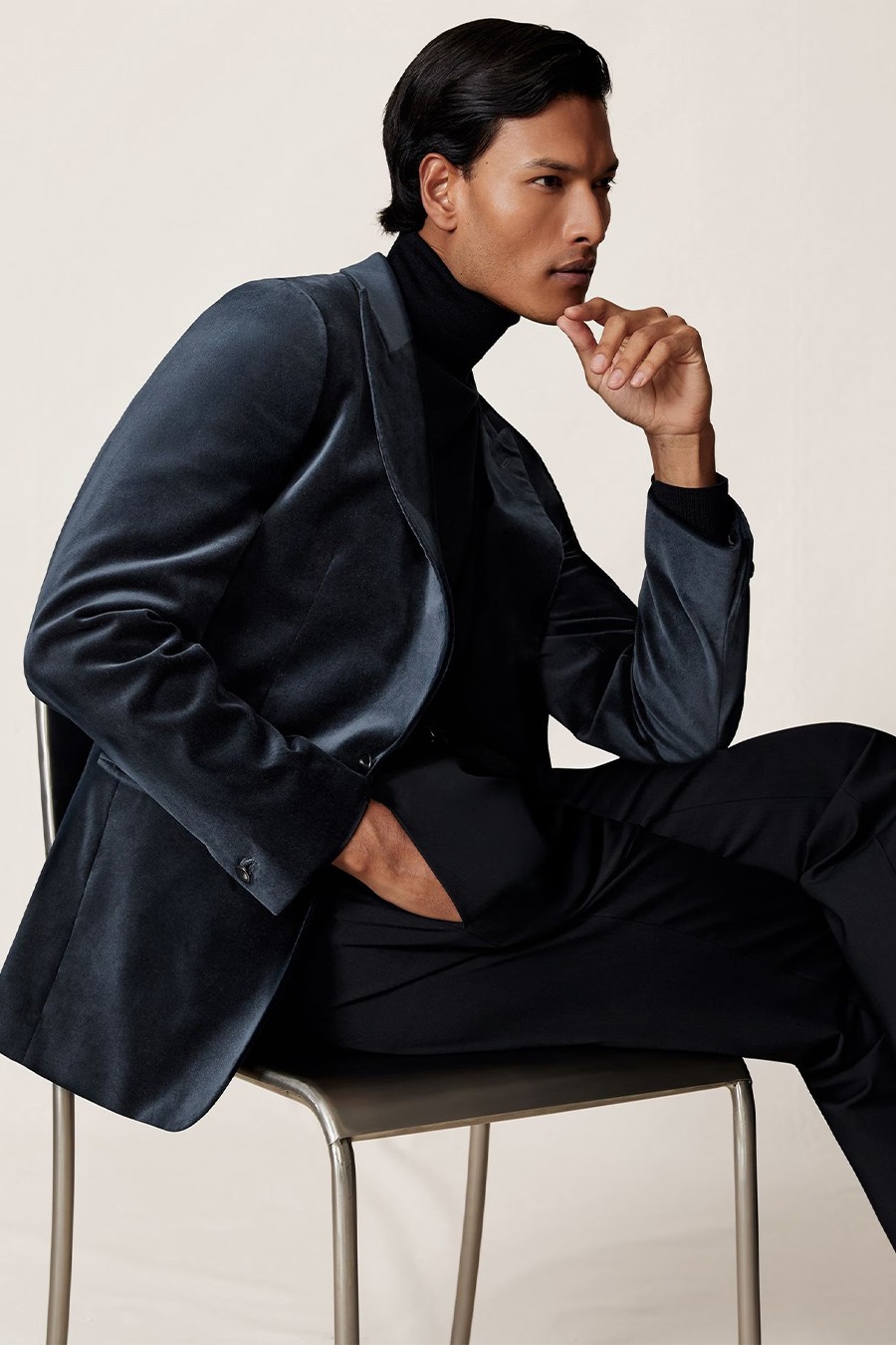 Apsara Single-Breasted Velvet Blazer from Reiss