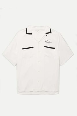 Camp-Collar Logo-Embroidered Viole Shirt from Celine Homme