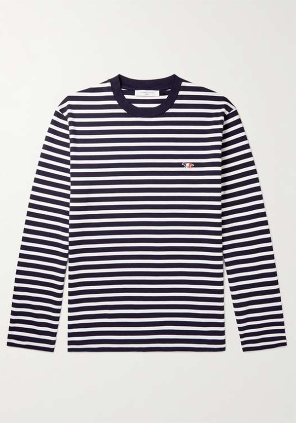 Logo-Appliquéd Striped Cotton-Jersey T-Shirt