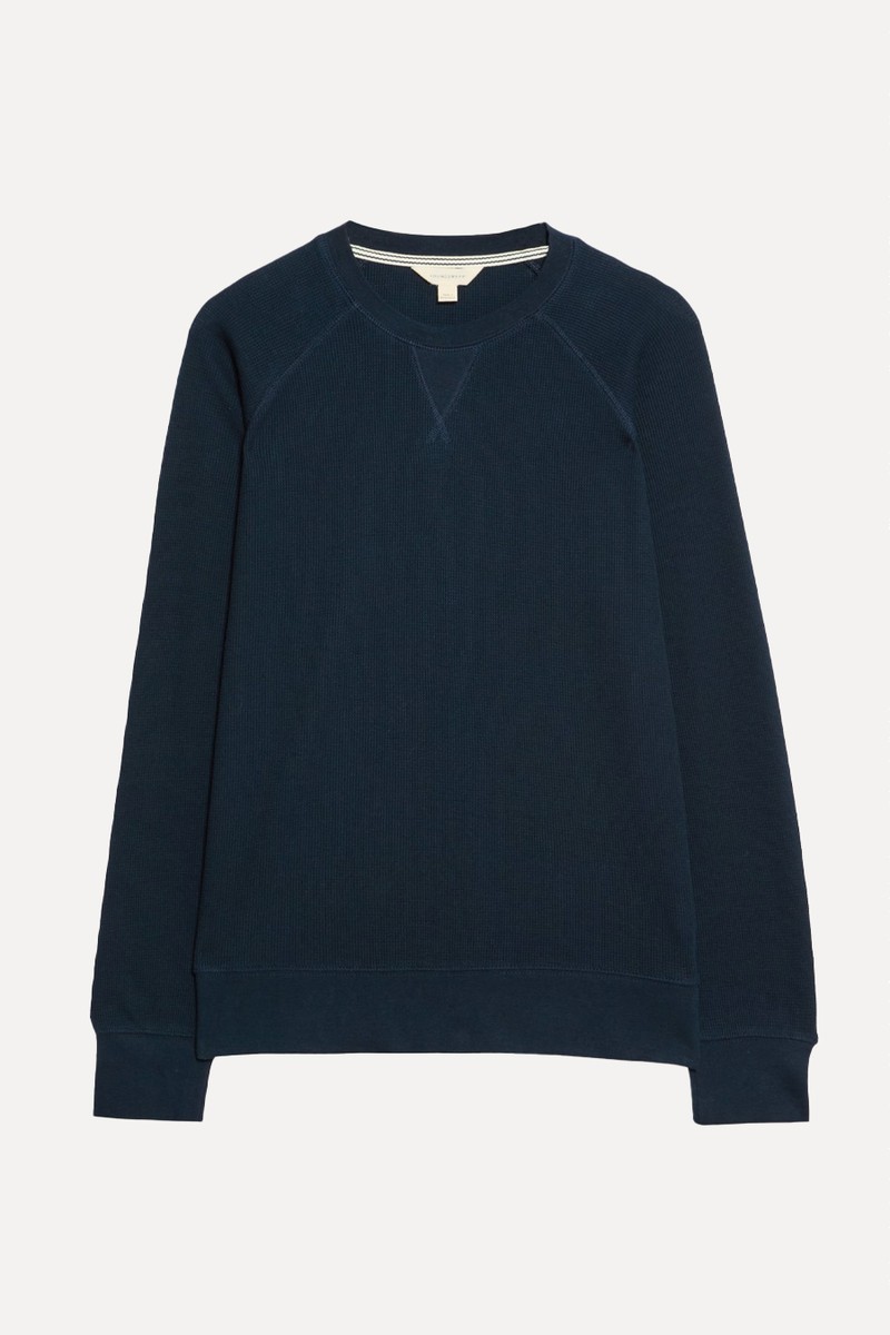 Pure Cotton Waffle Loungewear Sweatshirt from Marks & Spencer
