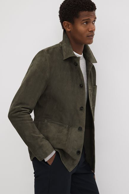 Suede Button-Through Jacket from Reiss