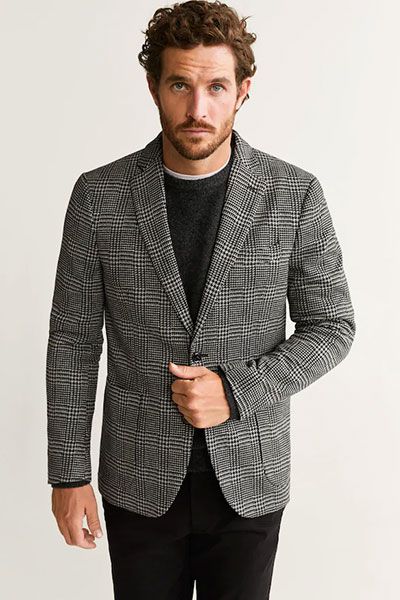 Houndstooth Checked Blazer