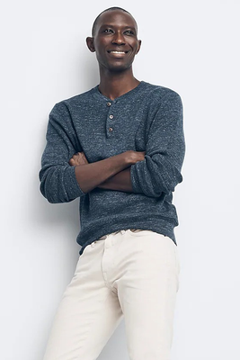 Rugged Cotton Henley Sweater