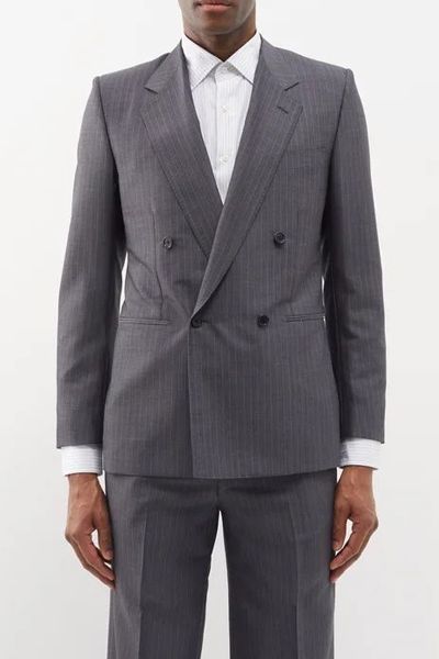 Double-Breasted Pinstriped Wool Suit Jacket from Husbands Paris