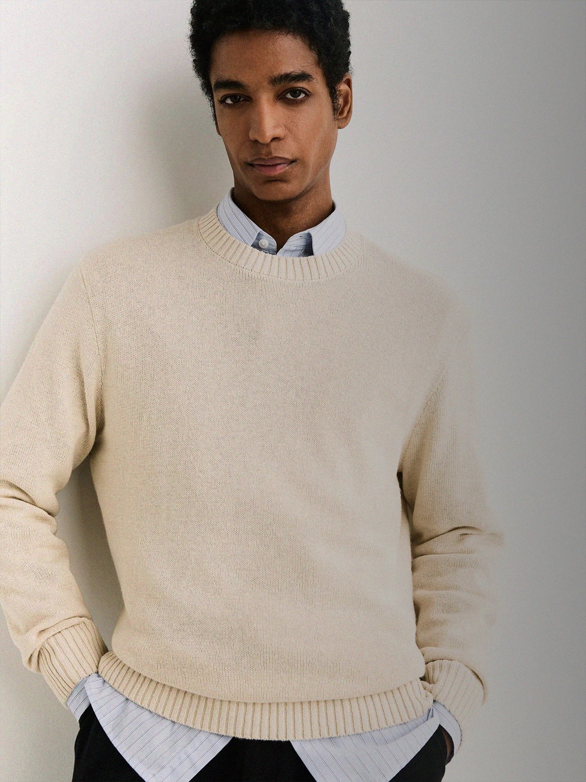 Linen Rich Crew Neck Jumper