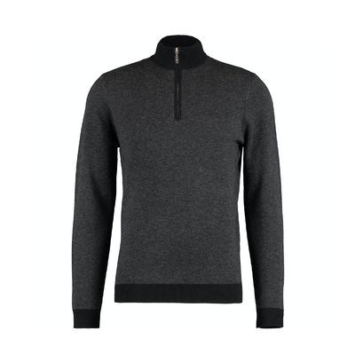 Grey Black Zip Neck Jumper