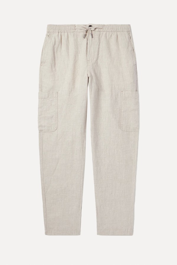 Tapered Linen Drawstring Cargo Trousers from MR P.