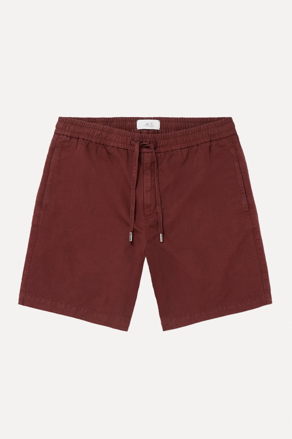 Straight-Leg Organic Cotton & Linen-Blend Drawstring Shorts from MR P.