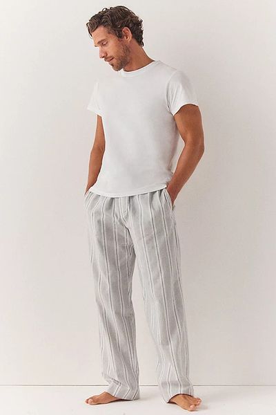 Organic Brushed Cotton Stripe Pyjama Bottoms from The White Company