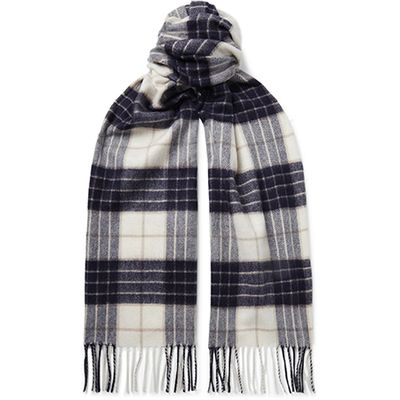 Fringed Checked Cashmere Scarf from Johnstons of Elgin