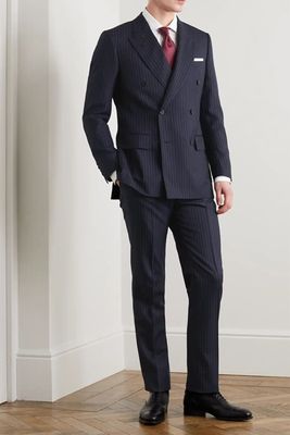 Harry's Navy Pinstriped Super 120s Wool Suit from Kingsman