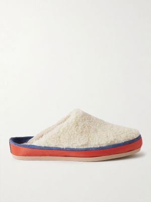 Suede-Trimmed Shearling Slippers from Mulo