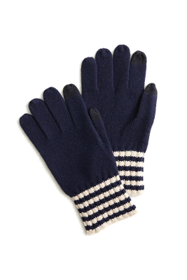 Lambswool Gloves with Striped Cuffs from J CREW