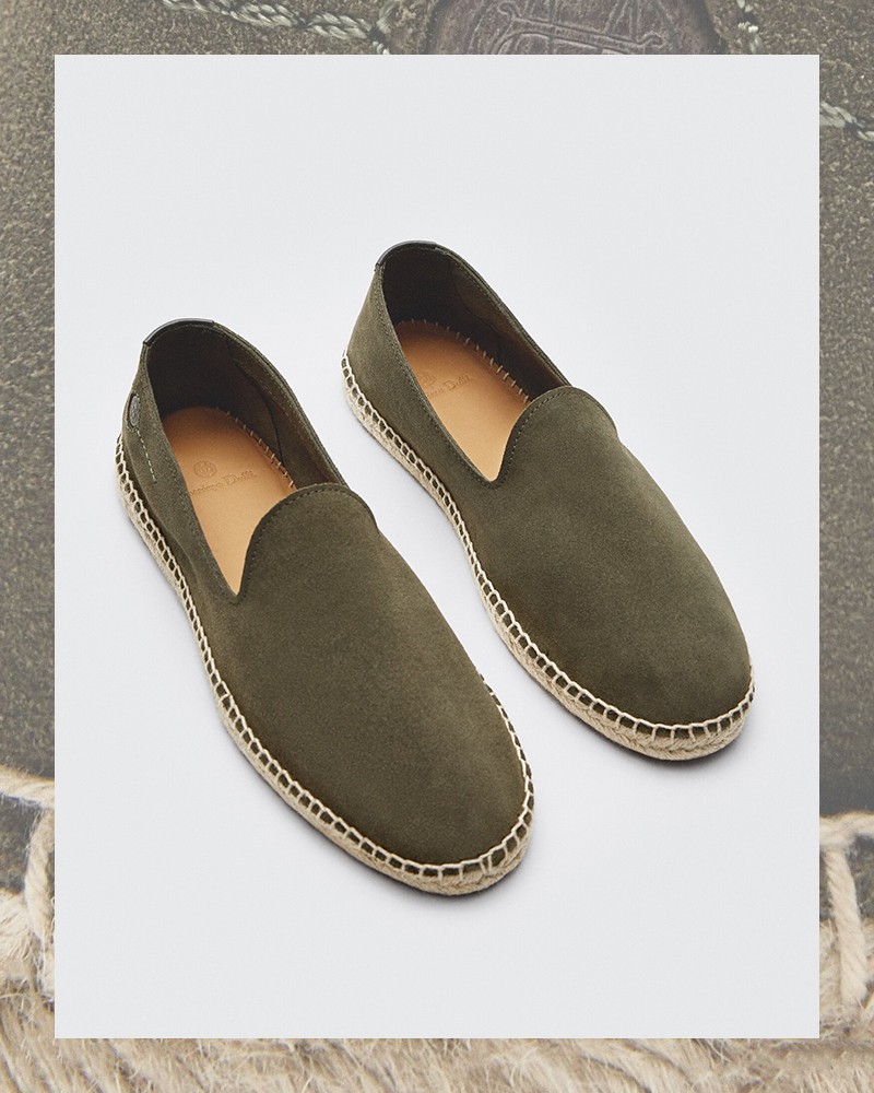 Khaki Split Suede Leather Espadrilles £69.95 | Massimo Dutti