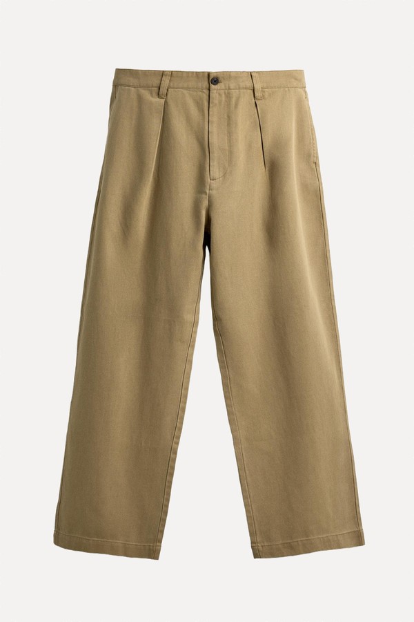 Cotton/Lyocell Pleated Trousers from Zara