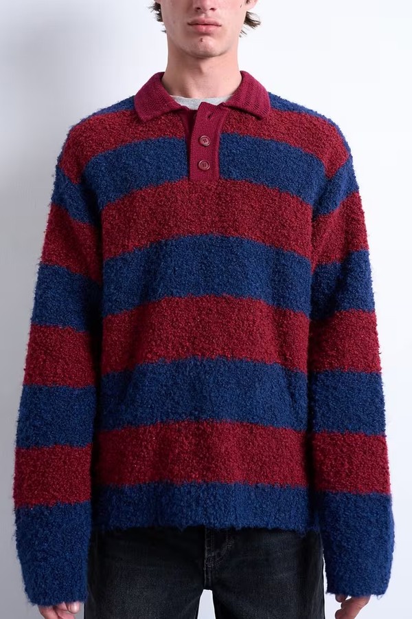 Knitted Stripe Polo Jumper from Topman