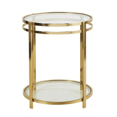 Malibu Gold Metal & Glass Side Table With Two Surfaces from Maison Du Monde