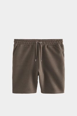 Neutral Textured Jersey Shorts