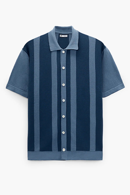 Embroidered Striped Knit Shirt from Zara