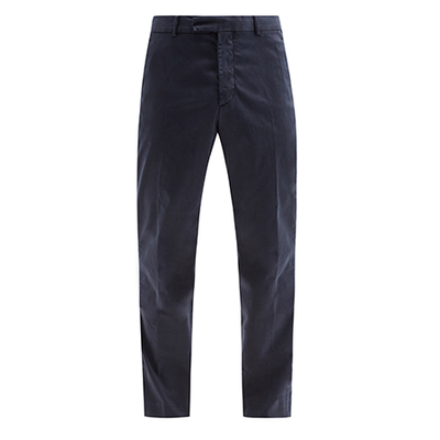 Tencel Blend Twill Straight Leg Trousers