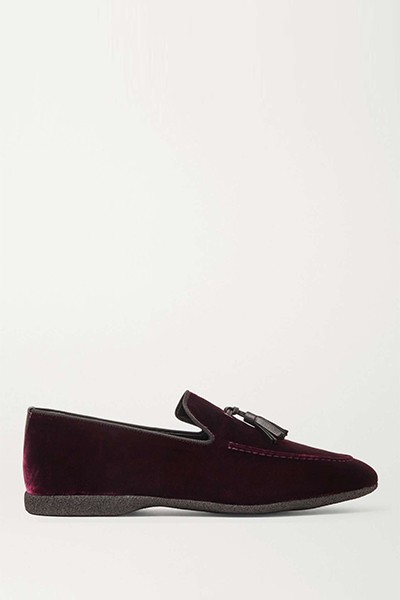 Hope Leather Velvet Tasselled Slippers from Paul Stuart