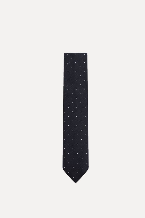 Lorenzo Silk Blend Textured Polka Dot Tie  from Reiss