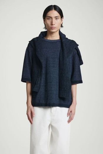 Oversized Two-Tone Knitted T-Shirt