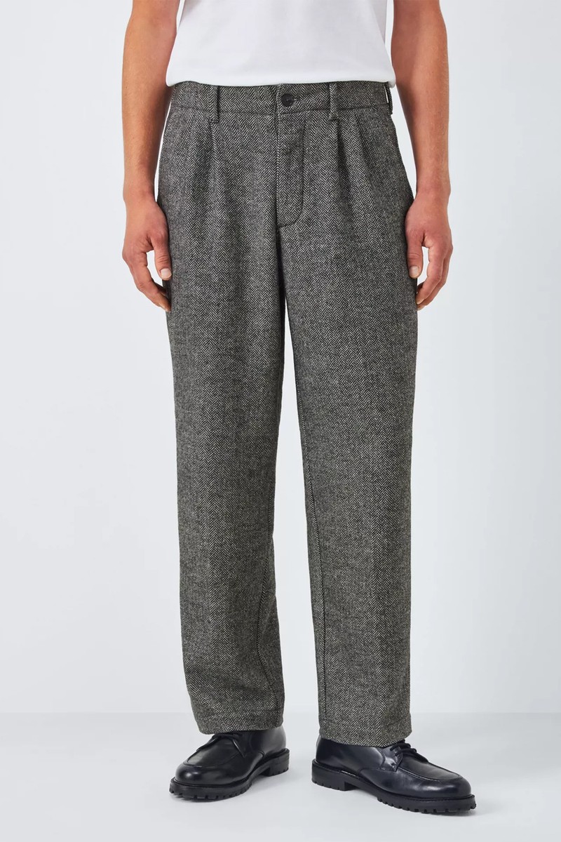 Herringbone Wool Blend Trousers
