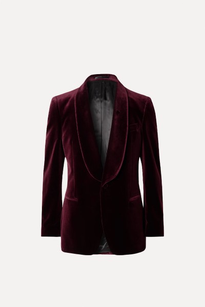 Slim-Fit Shawl-Collar Cotton-Velvet Tuxedo Jacket from MR P.