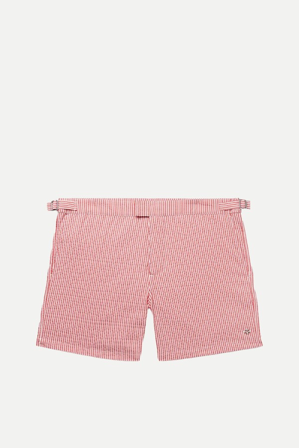 Schooner Straight-Leg Mid-Length Striped Seersucker Swim Shorts  from Loro Piana